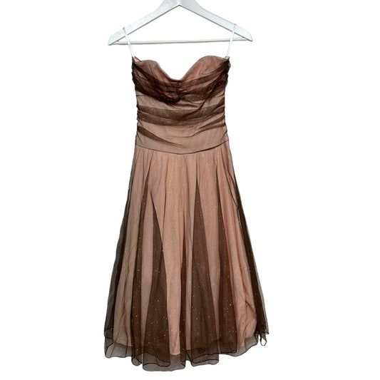 NWT Y2K Speechless Strapless Midi Dress Gown Sheer Mesh Fit and Flare Sparkle Small