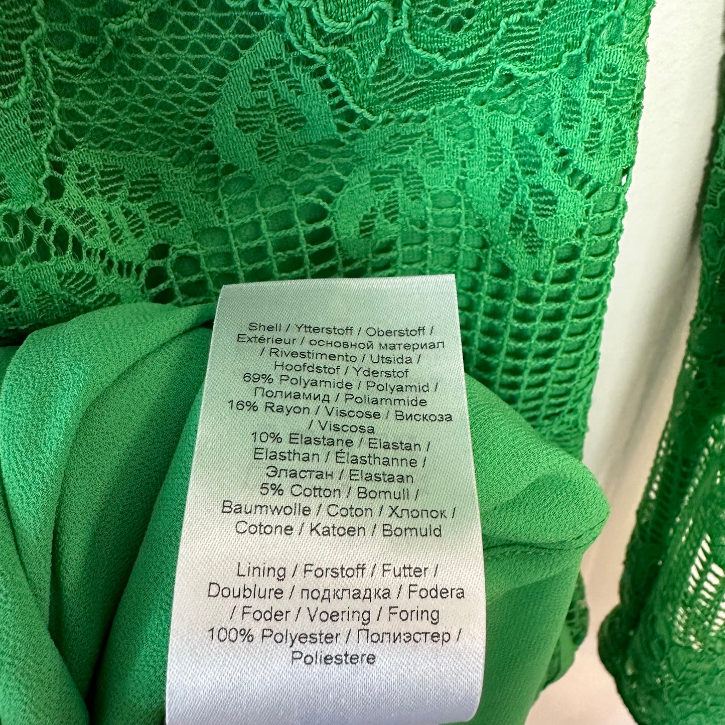 GANNI Green Cutout Twisted Lace Midi Dress Long Sleeve 36