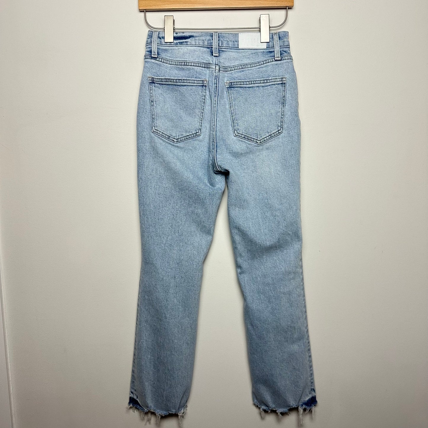 Pistola Lennon High Rise Boot Jean Raw Hem Light Wash Distressed Cropped 26