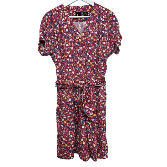 Vintage 90s Liz Sport Floral Romper Pink Rayon Medium