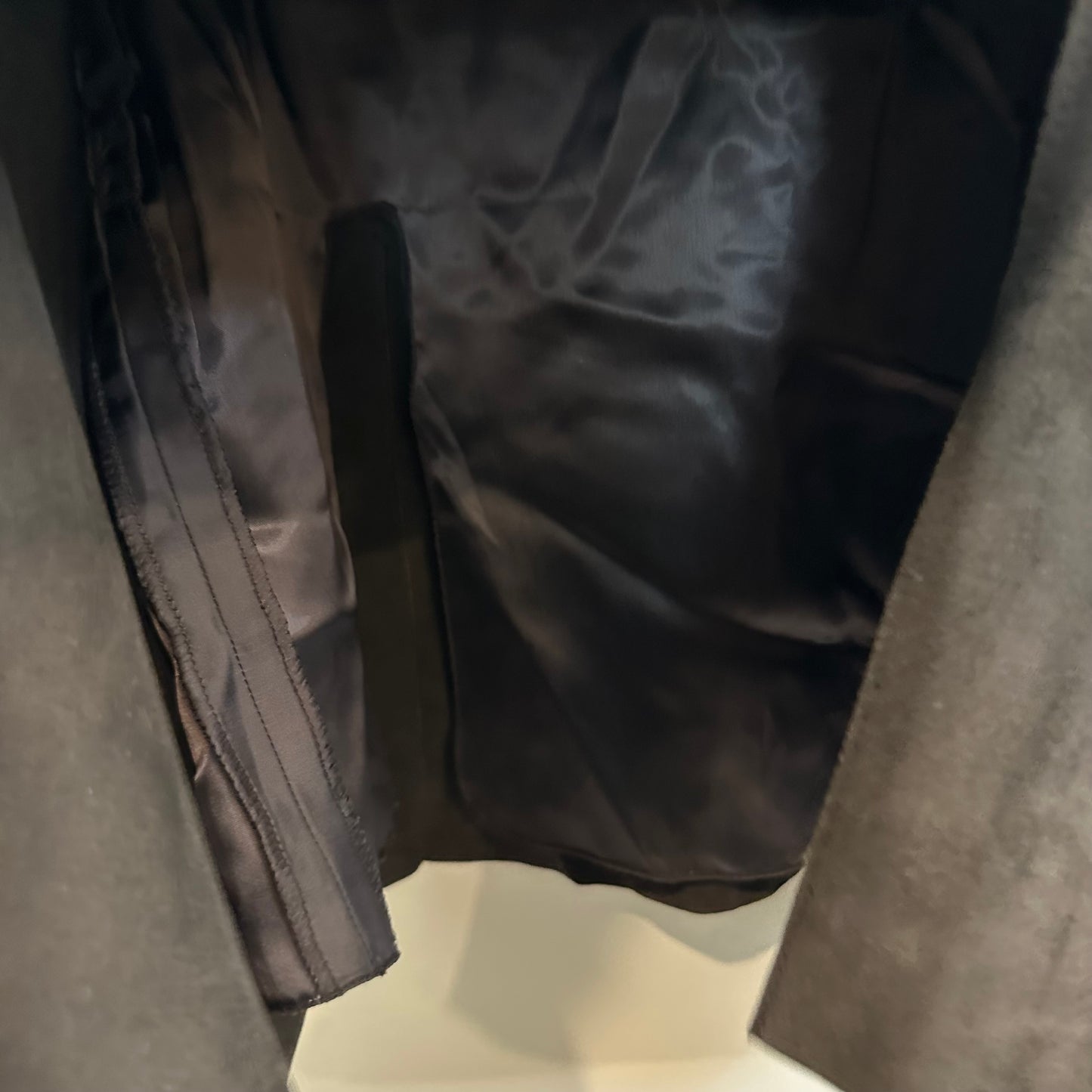Akris Punto Suede Leather Skirt A Line Switzerland Brown Grey Slits 10