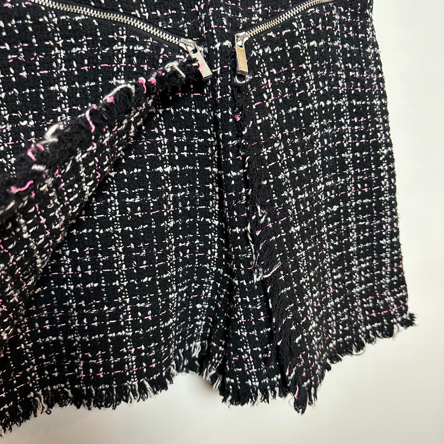 Zara Tweed Pinafore Jumpsuit Romper Black Pink XS