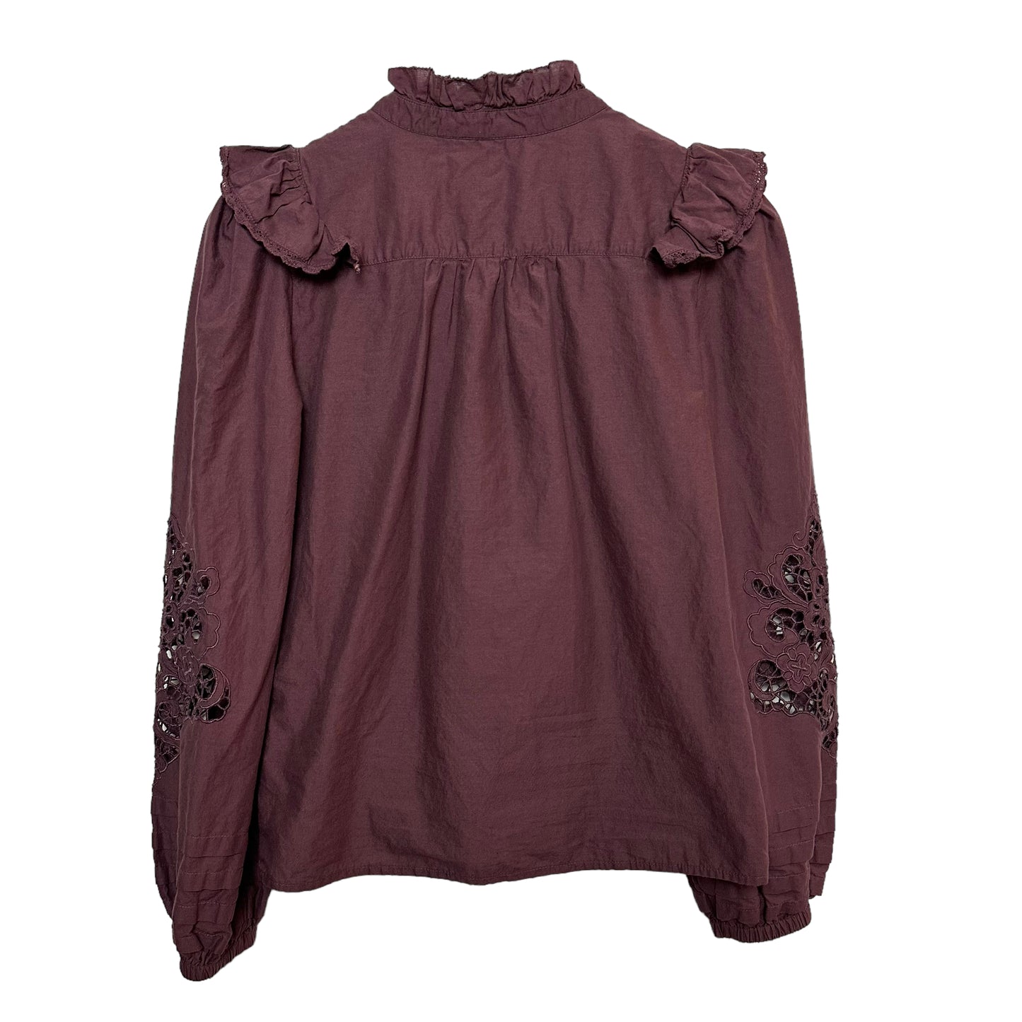 St. Roche Clair Top in Rasin Plum Purple Peasant Long Sleeve High Neck 4