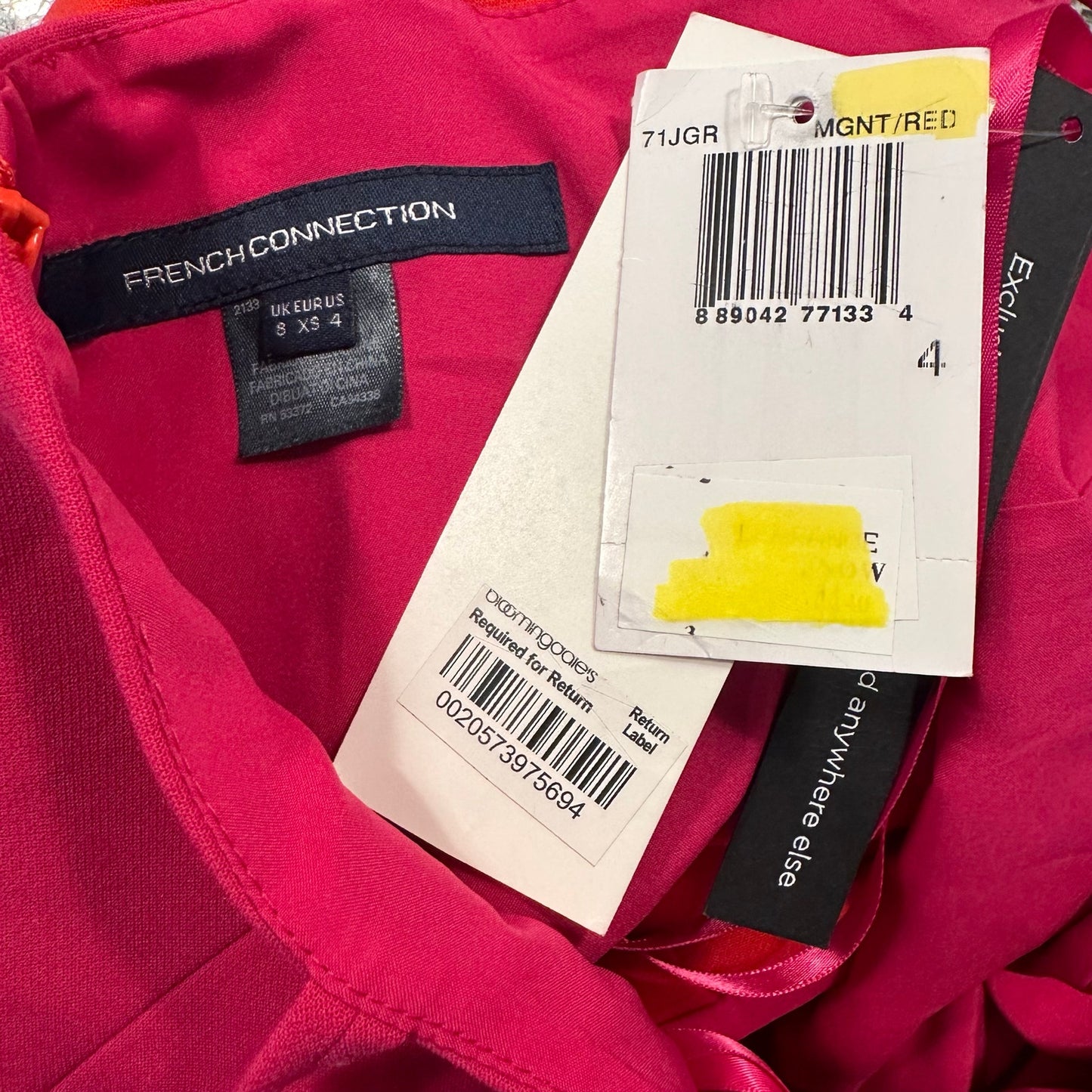 NWT French Connection Whisper Color Block Dress Pink Red Mini Square Neck 4