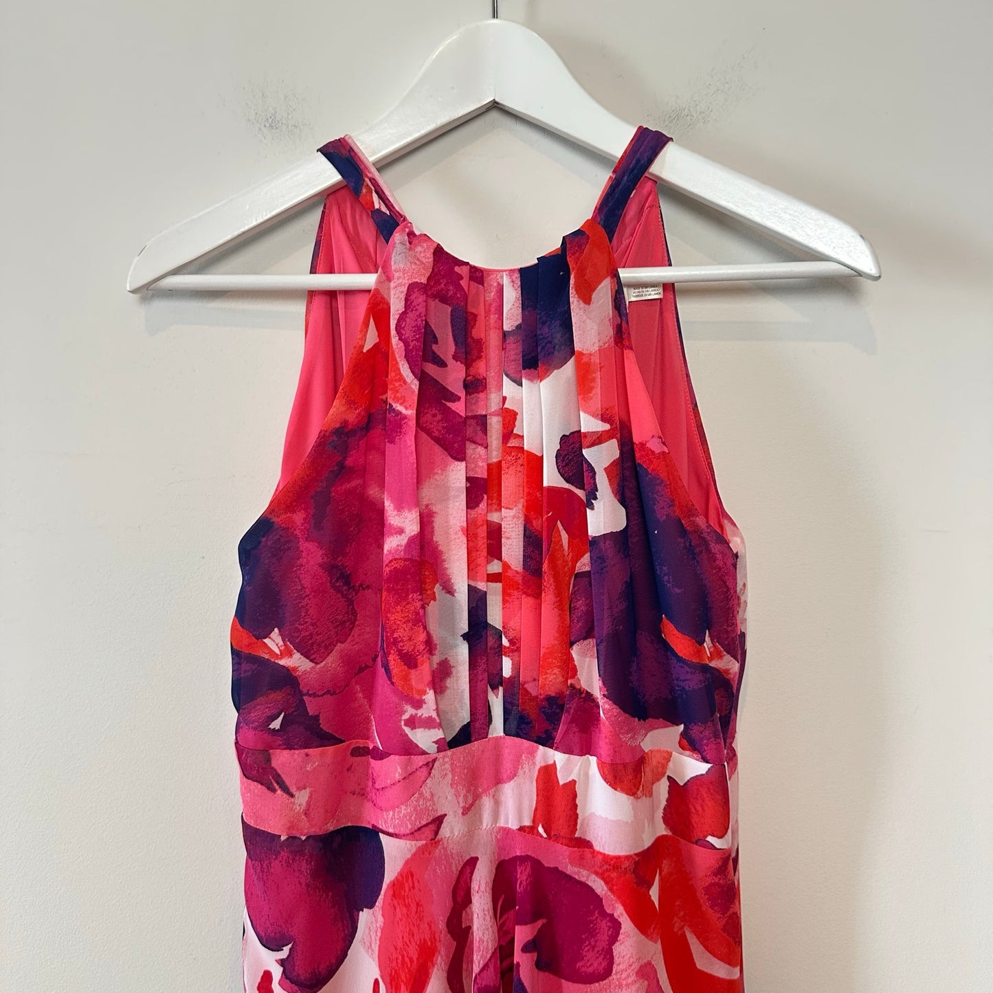 Eliza J Floral Halter Neck Maxi Dress Gown Pink Purple Chiffon Formal 2P