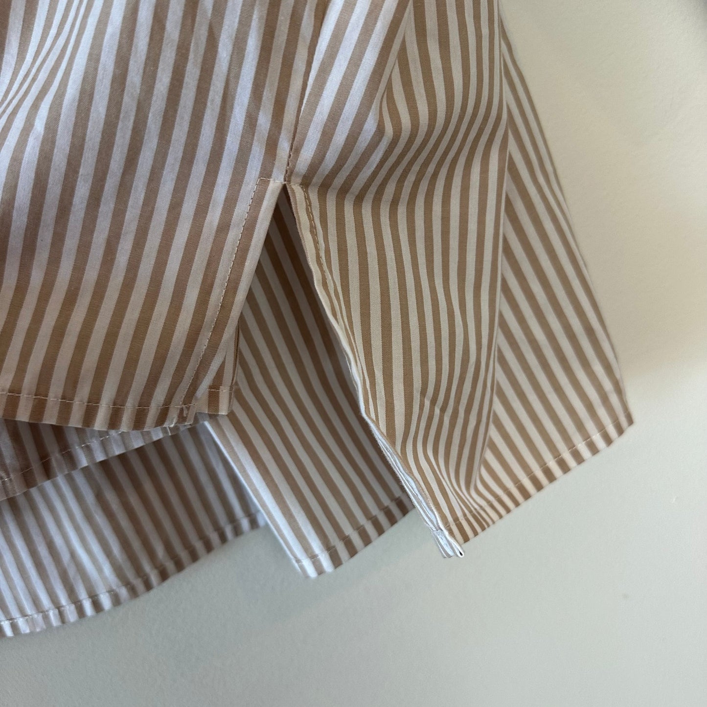 Tuckernuck Button Down Shirt Striped Beige White Cotton Adair Oversized Medium
