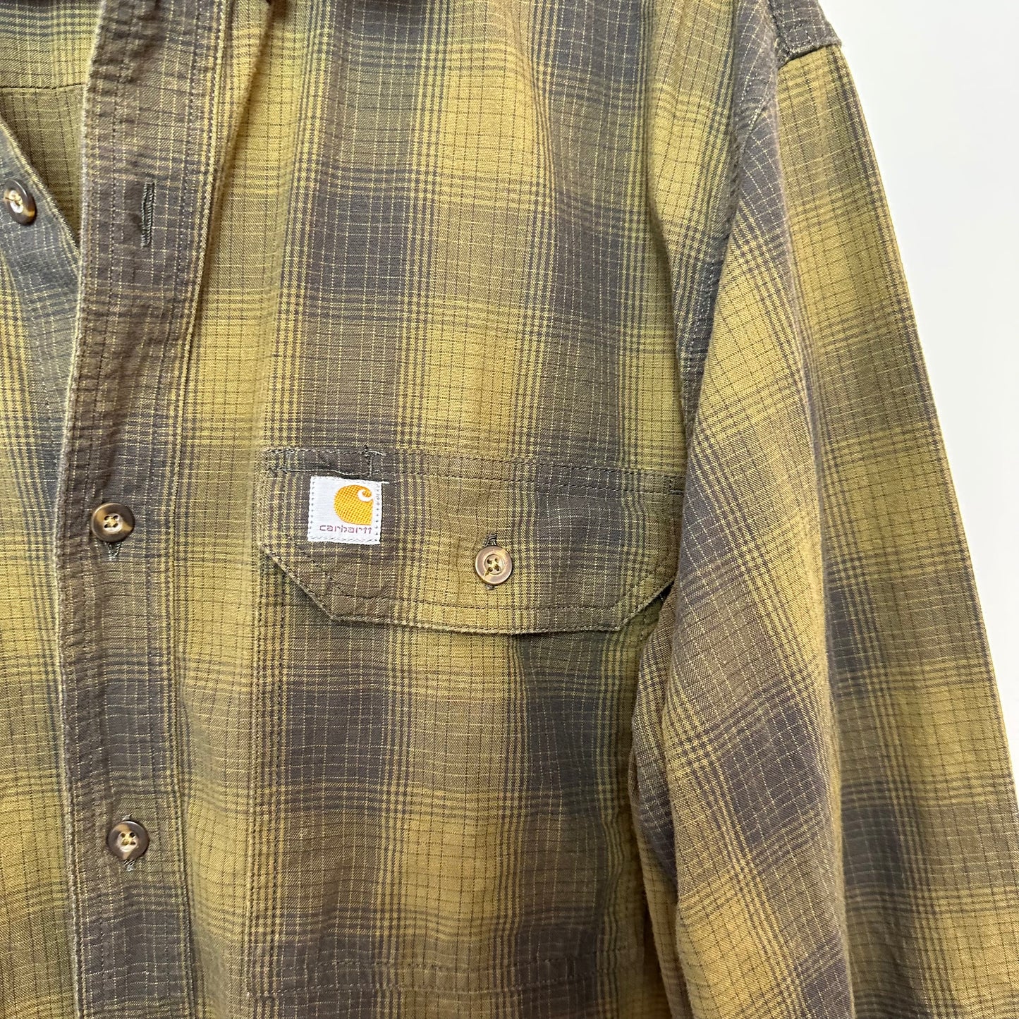 Carhartt Relaxed Fit Green Plaid Long Sleeve Button Down Shirt Large