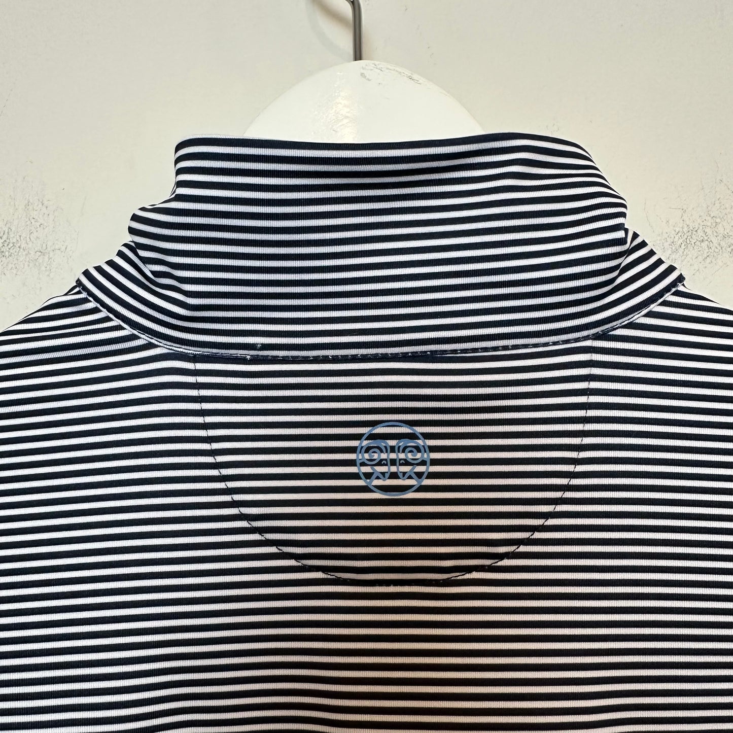 Renwick Striped 1/4 Zip Pullover Mock Neck Golf Navy Blue White Small
