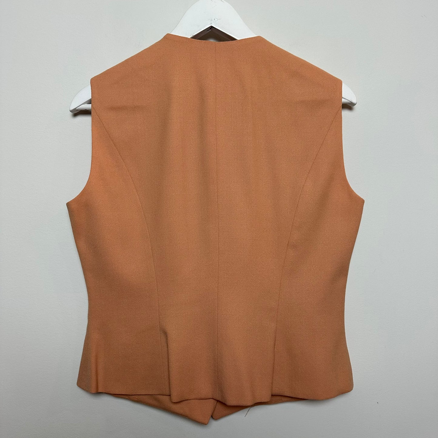 Vintage 80s Bicci Suit Vest with Collar Button Front Peach Wool 8
