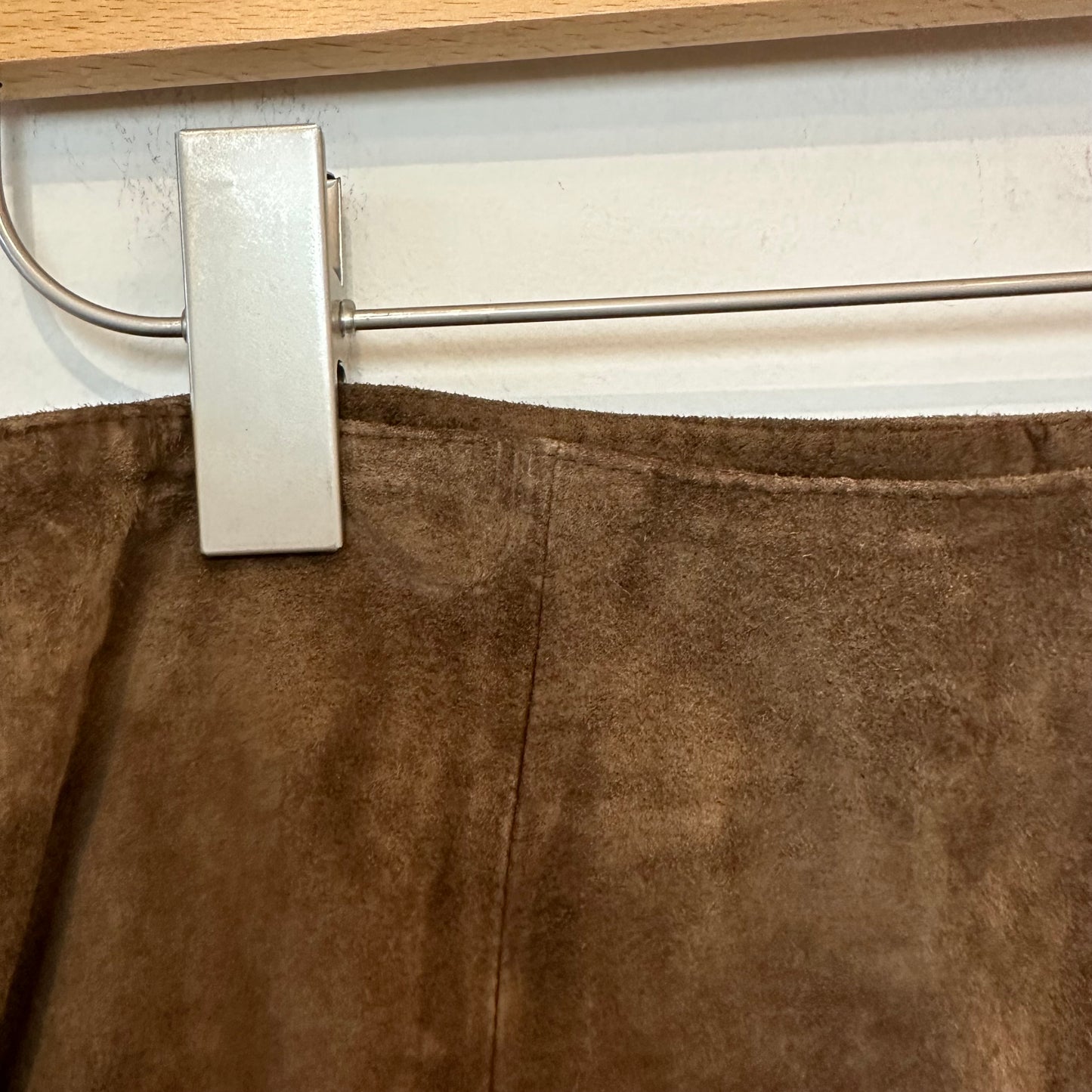 Vintage 90s Jones New York Country Suede Leather Midi Maxi Skirt Brown 10