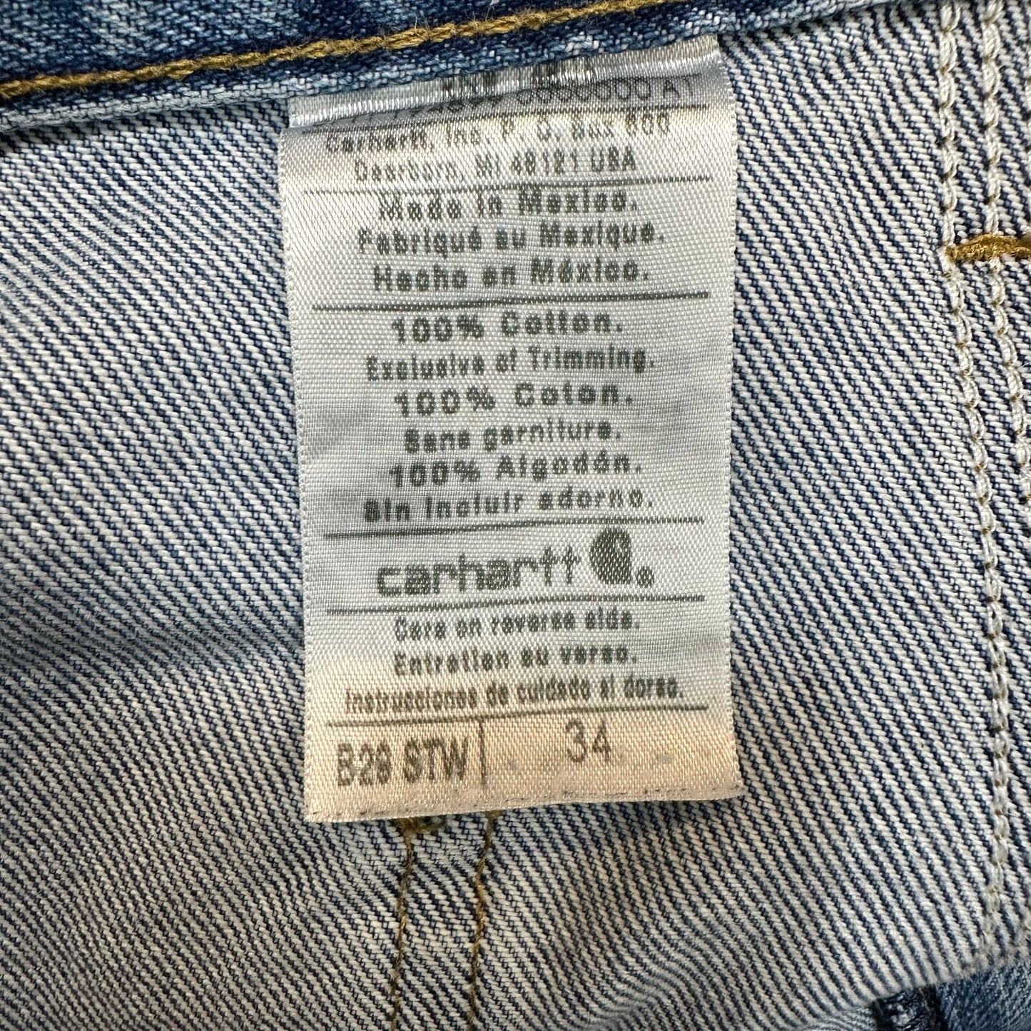 Carhartt Denim Shorts Carpenter Work Utility Cotton Blue Jorts 34