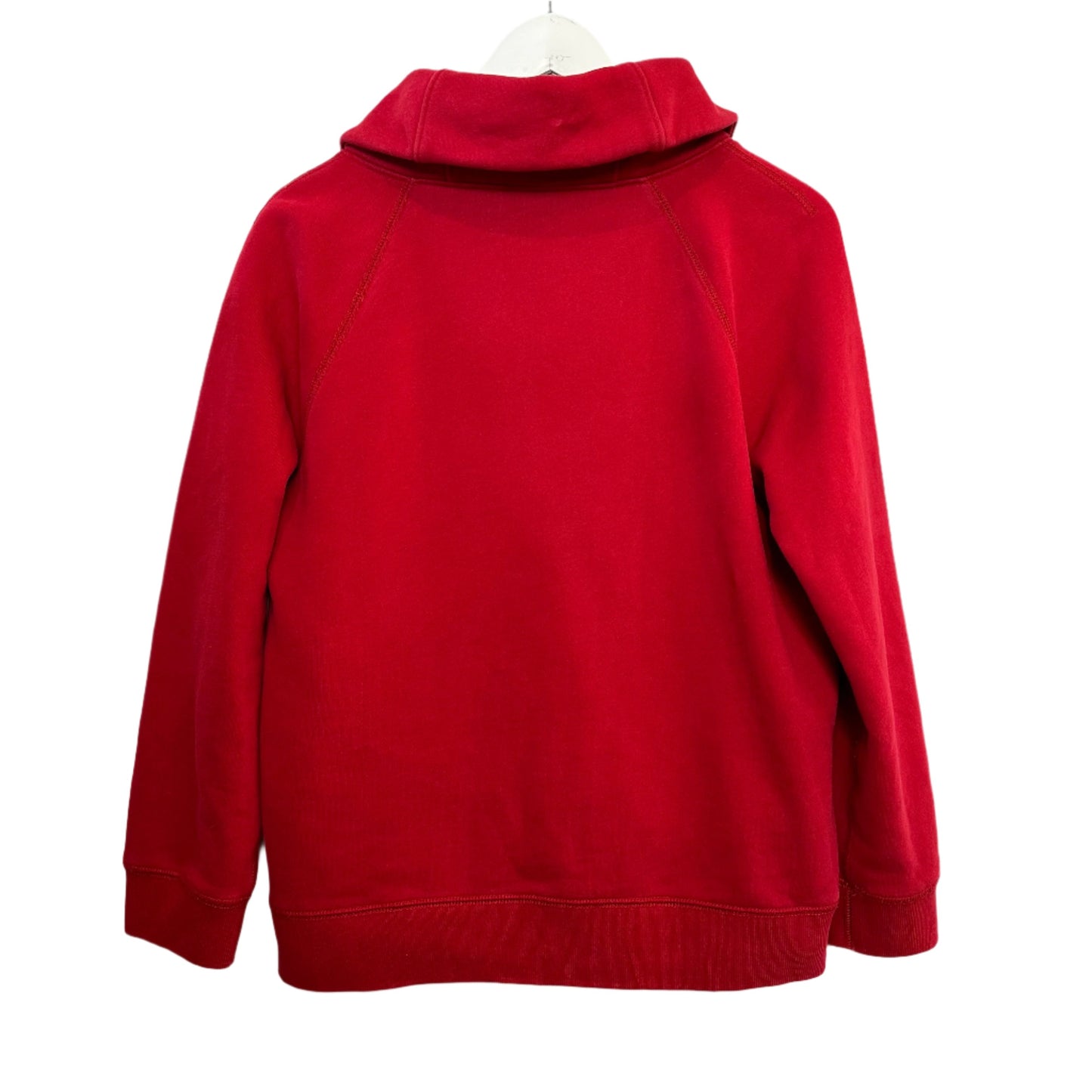 J. Crew Sweatshirt Pullover Shawl Collar V Neck Kangaroo Pocket Red Large