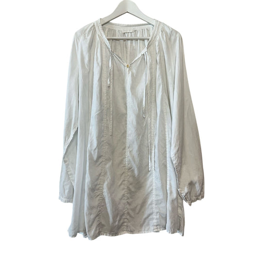 CP Shades White Linen Dress Tunic Top Long Sleeve Blouse XL