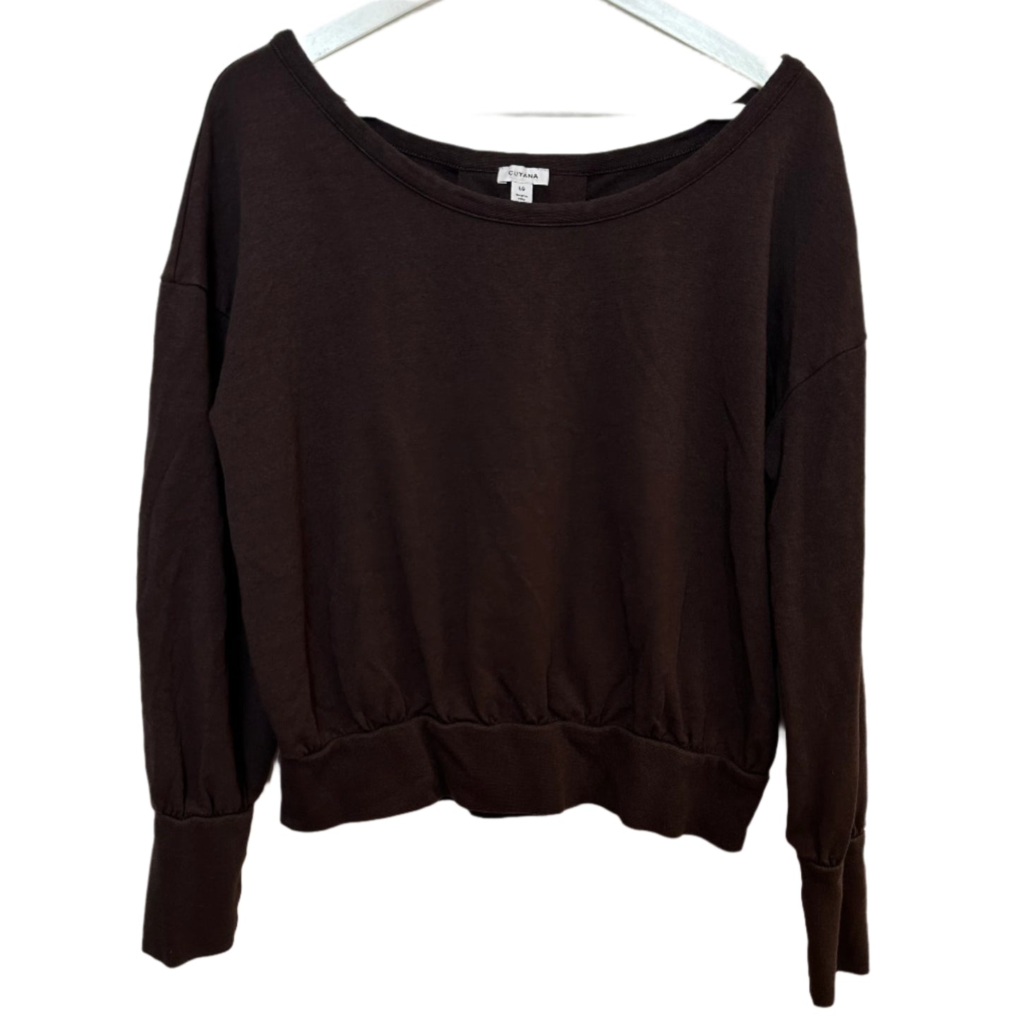 Cuyana Lounge Set French Terry Sweatshirt and Wide Leg Sweatpants Brown Large