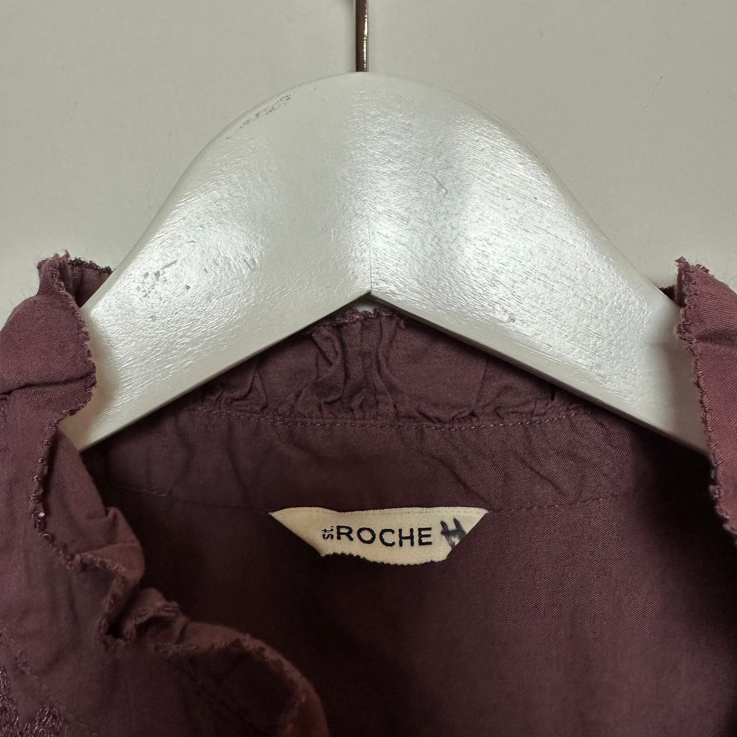St. Roche Clair Top in Rasin Plum Purple Peasant Long Sleeve High Neck 4