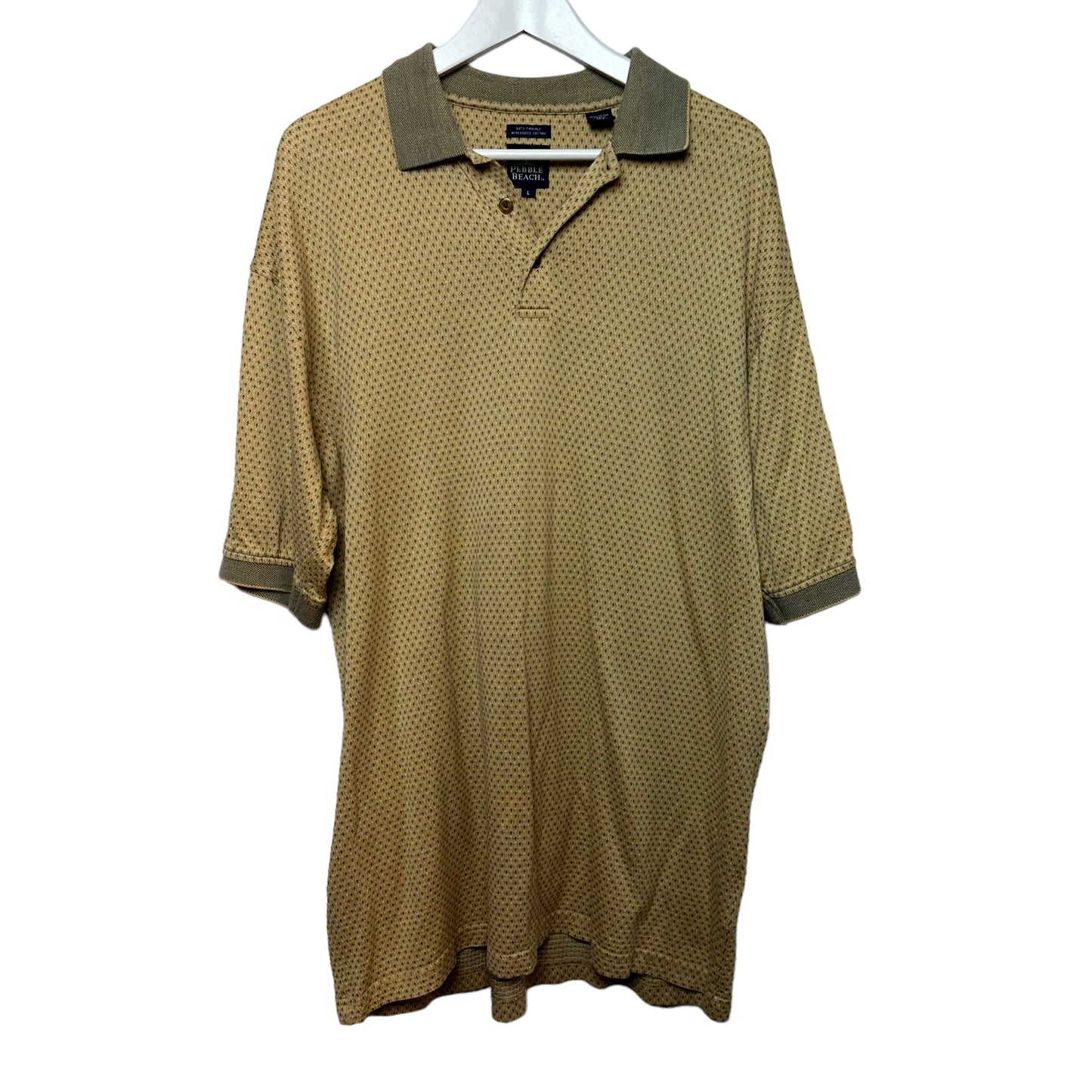 Retro Pebble Beach Polo 60s Two-Ply Cotton Yellow Geometric Large