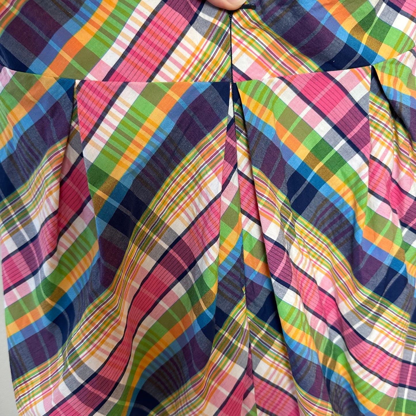 Vintage 90s Lilly Pulitzer Plaid Halter Dress Mini Pink Blue Cotton 4