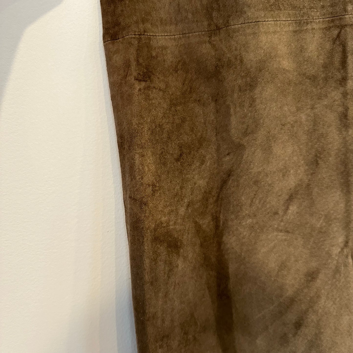 Vintage 90s Jones New York Country Suede Leather Midi Maxi Skirt Brown 10