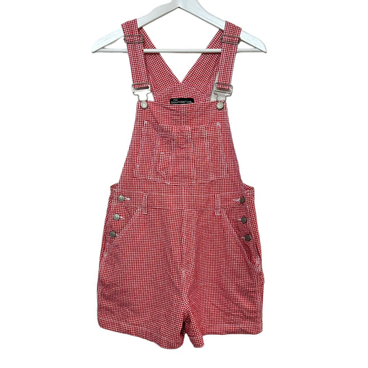 Vintage 90s No Boundaries Red Gingham Overall Shortalls Small