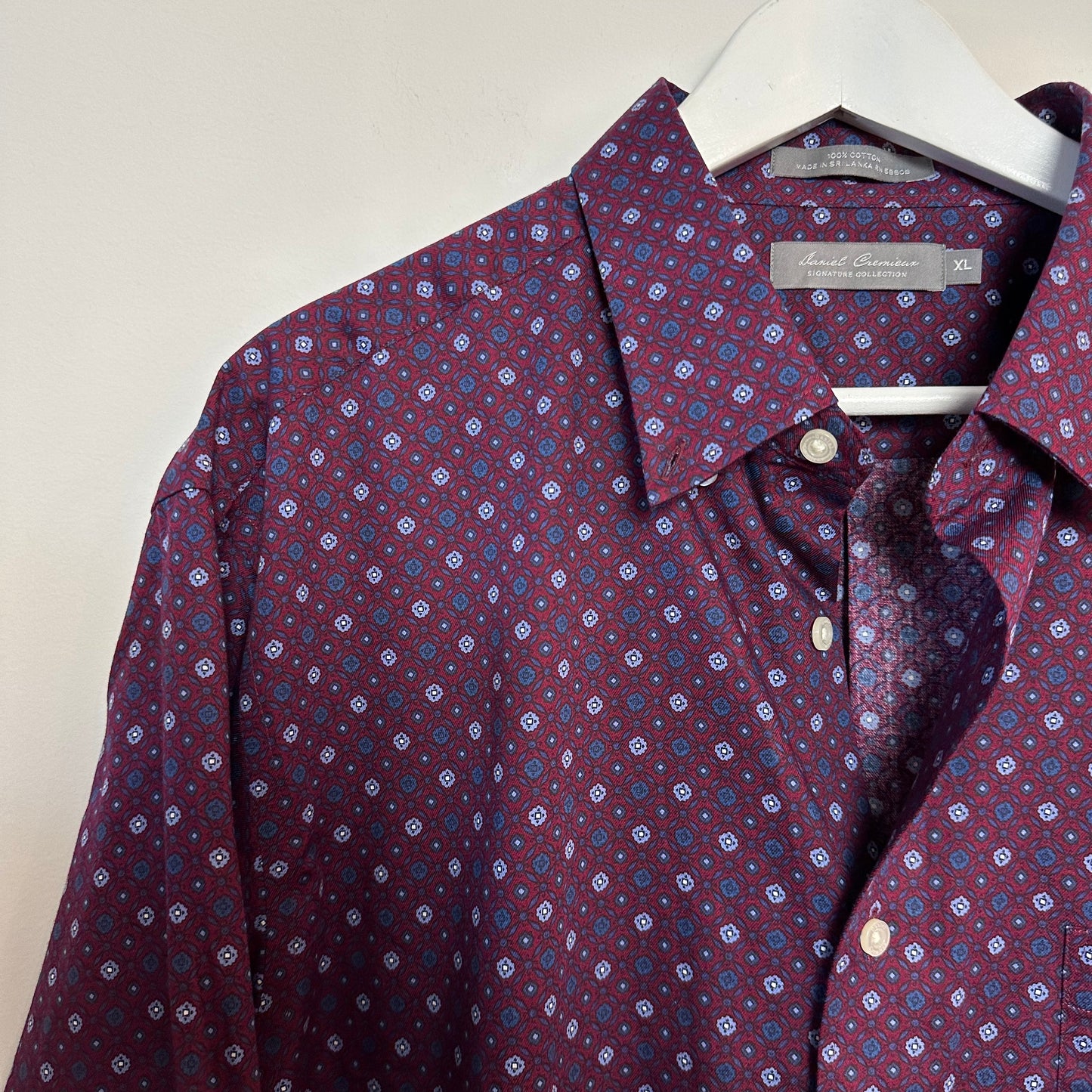 Daniel Cremieux Long Sleeve Button Down Collared Dress Shirt Retro Patterned Purple XL