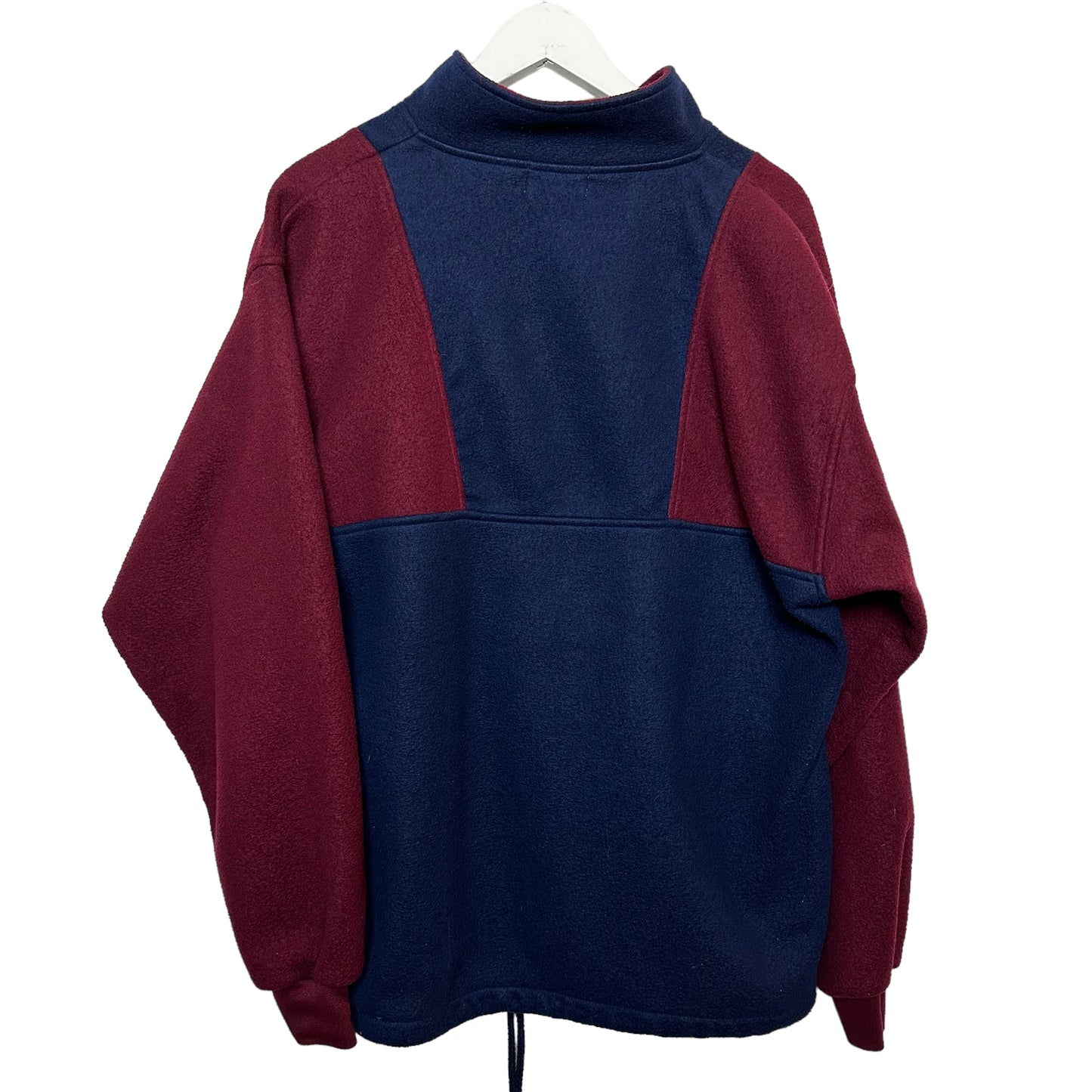 Vintage 90s SKYR Fleece Pullover Half Zip Sweater Color Block Blue Maroon Medium