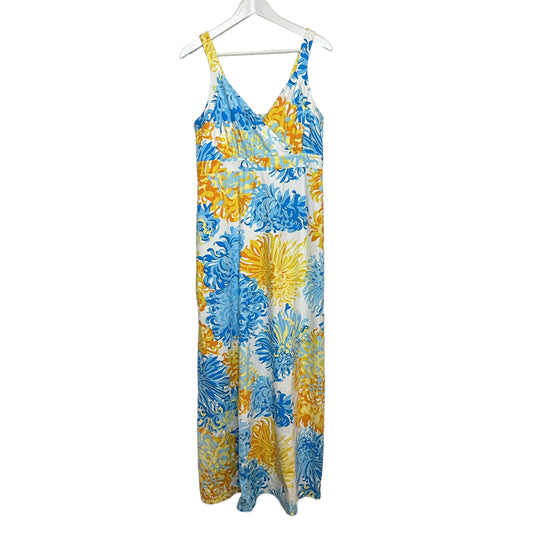 J. McLaughlin Karla Maxi Dress Catalina Cloth Sleeveless Blue Orange White Large