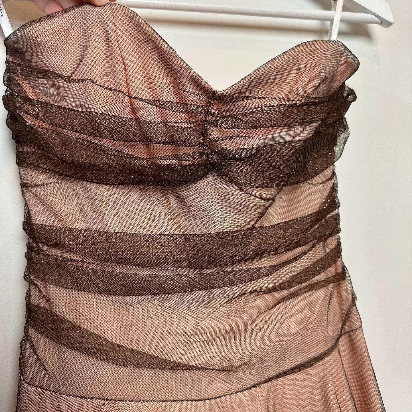 NWT Y2K Speechless Strapless Midi Dress Gown Sheer Mesh Fit and Flare Sparkle Small