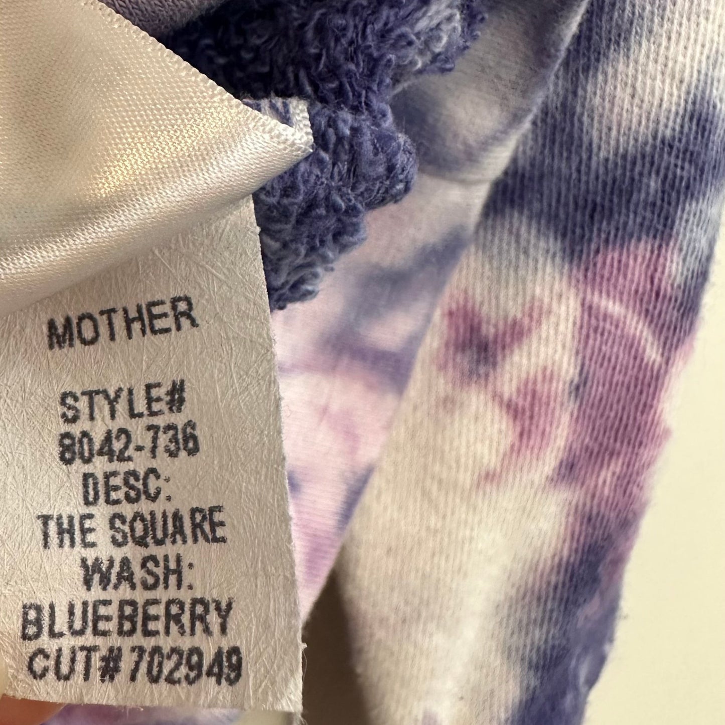 Mother The Square Sweatshirt Purple Tie Dye Rainbow Crewneck Pullover Cotton XS