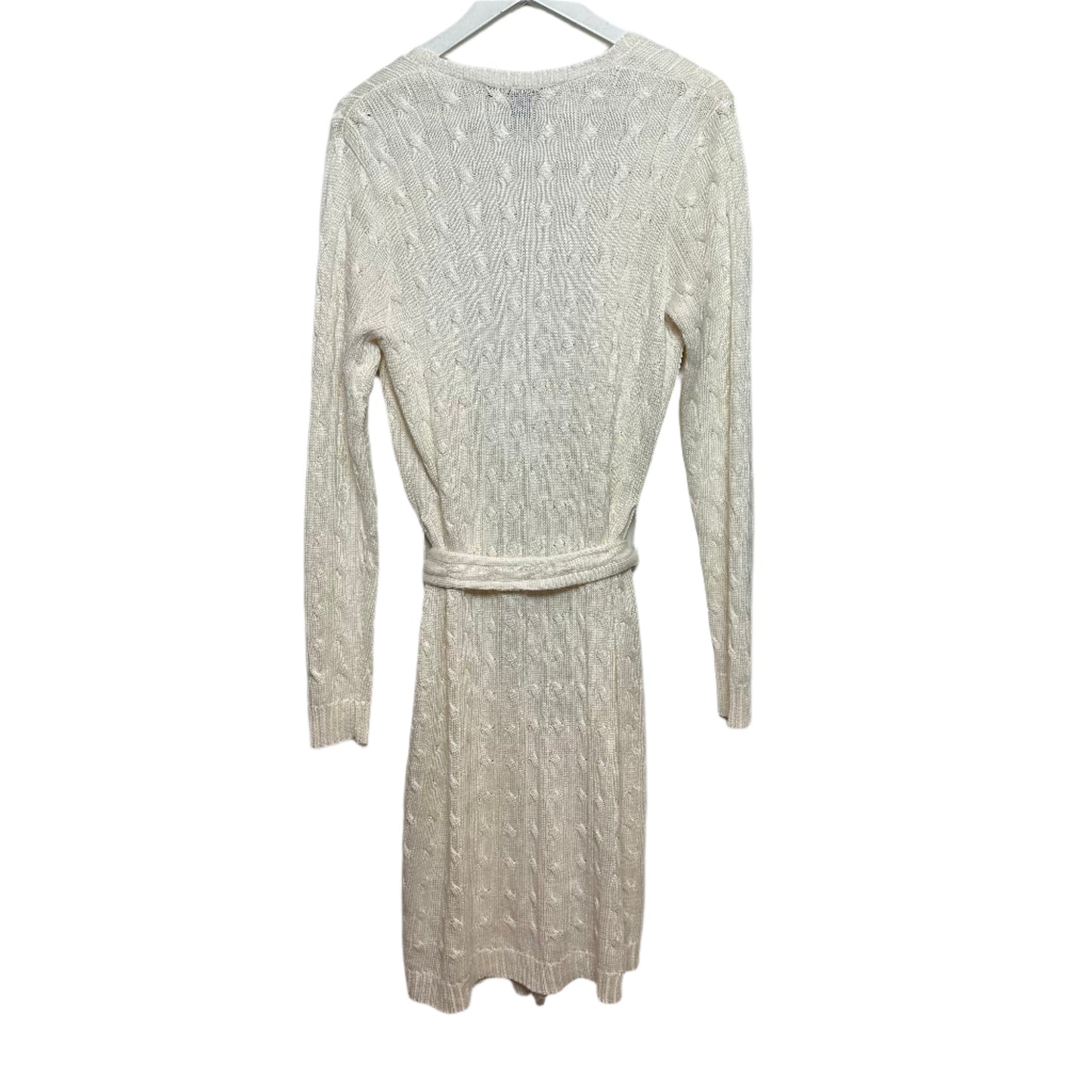 Ralph Lauren Black Label Cable Knit Cardigan Sweater Long Tie Front Silk Linen Large