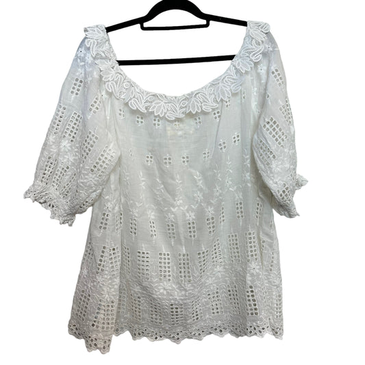 Love Johnny Was Eri Off The Shoulder Top White Eyelet Blouse Large