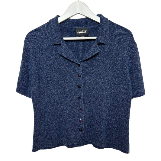 Vintage Designers Originals Collard Cardigan Sweater Top Cropped Navy Blue XL