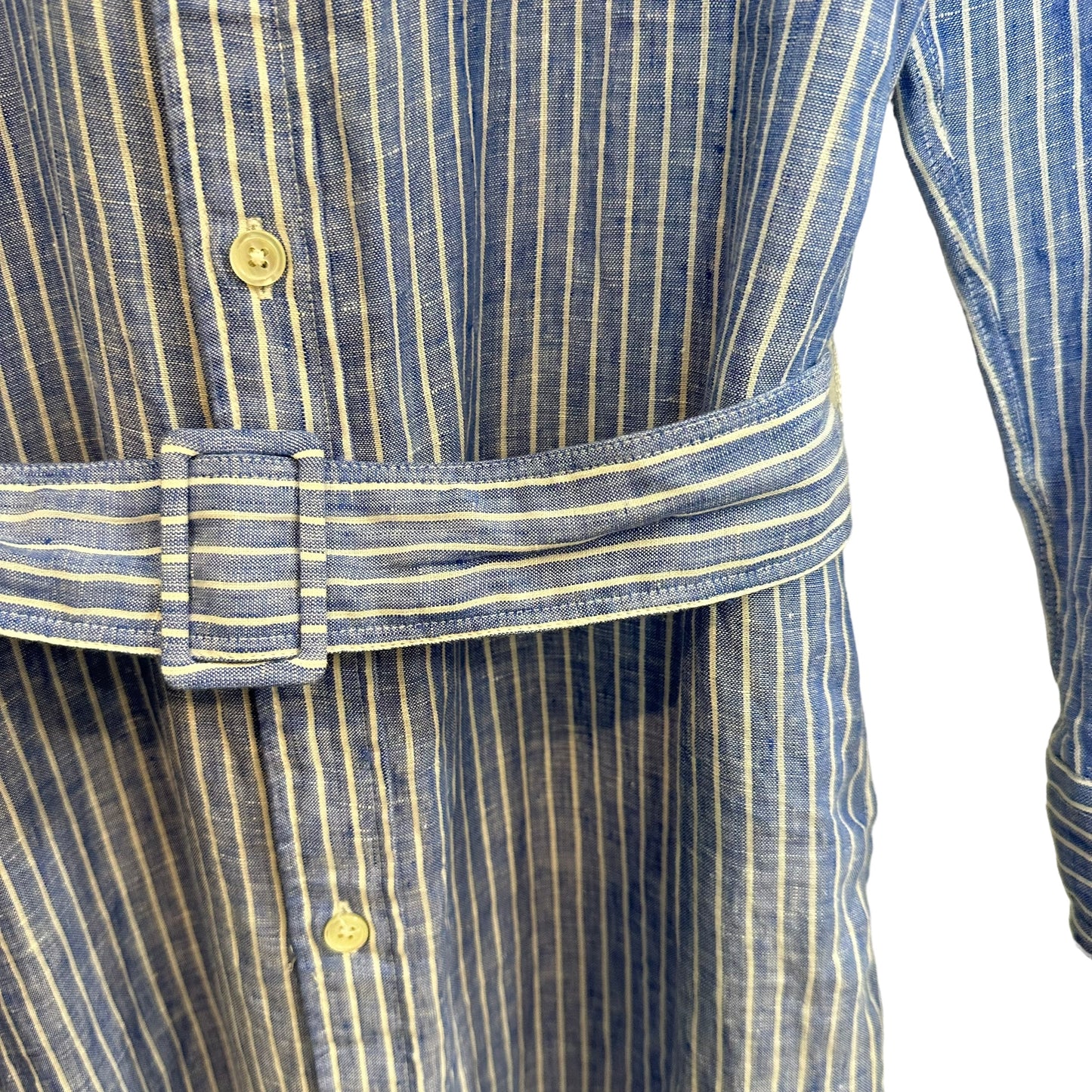 Polo Ralph Lauren Linen Shirtdress Midi Long Sleeve Blue and White Striped 8