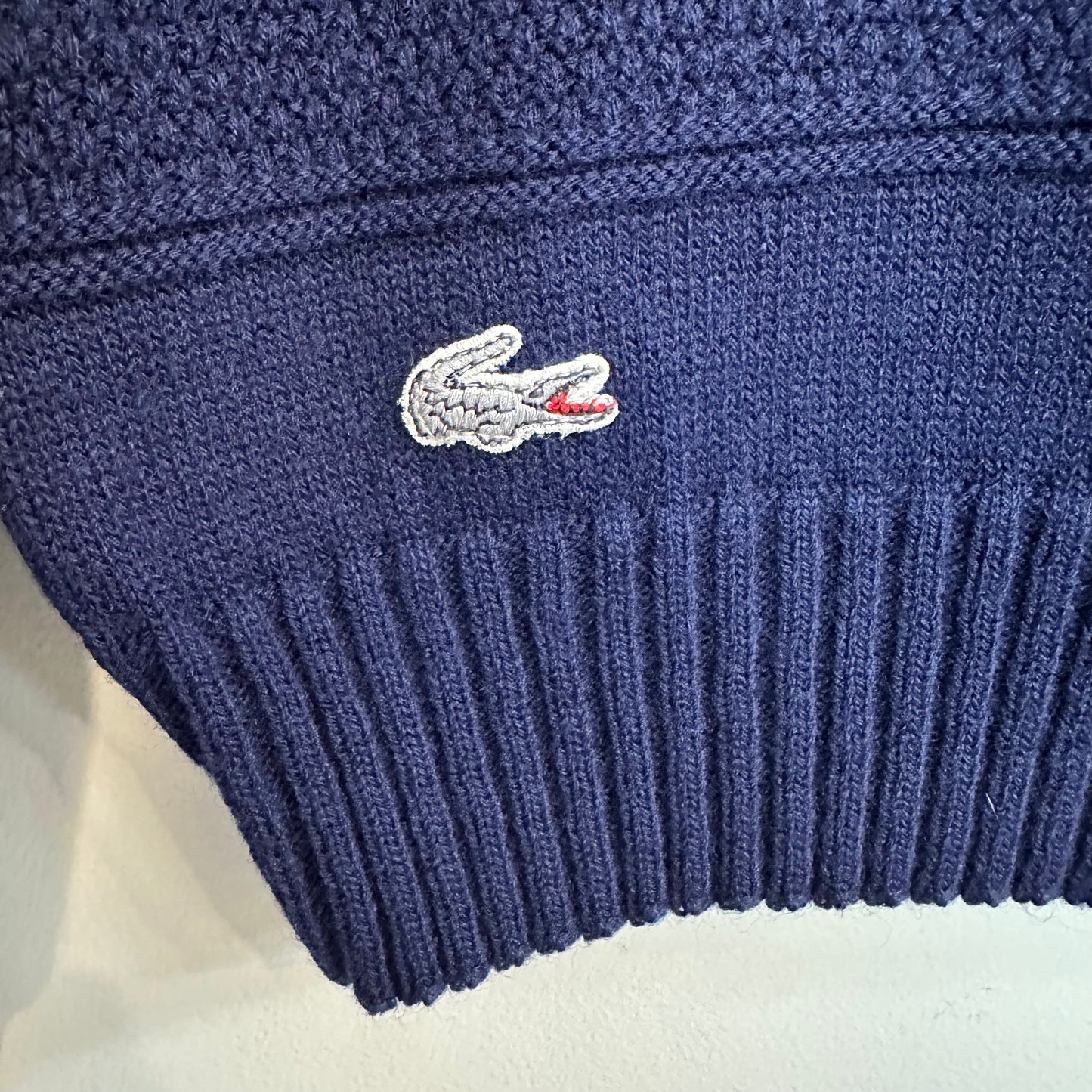Vintage 70s Izod Sports Lacoste Boat Neck Sweater Navy Blue Small 38