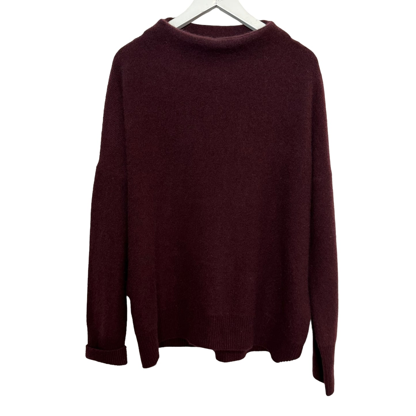 Vince Plush Cashmere Funnel Neck Sweater Maroon Pullover Long Sleeve XL