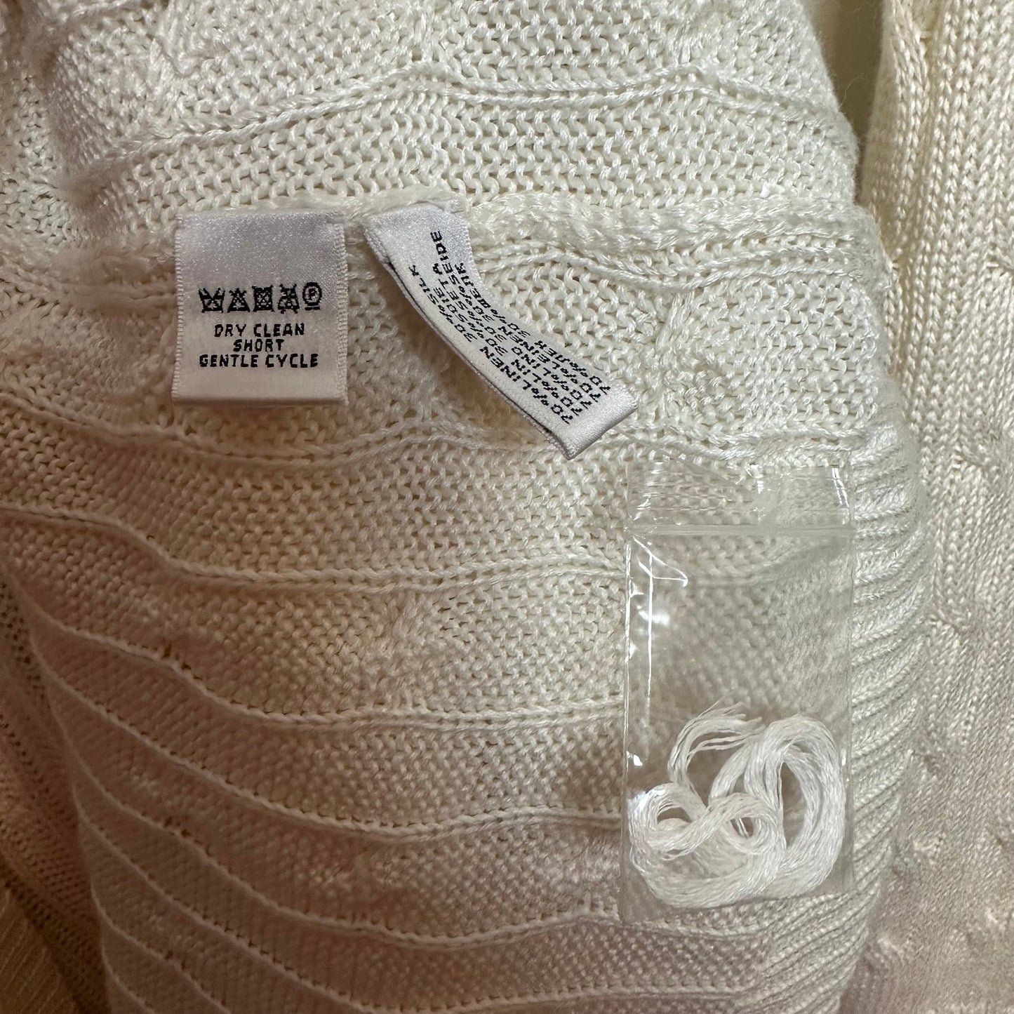 Ralph Lauren Black Label Cable Knit Cardigan Sweater Long Tie Front Silk Linen Large