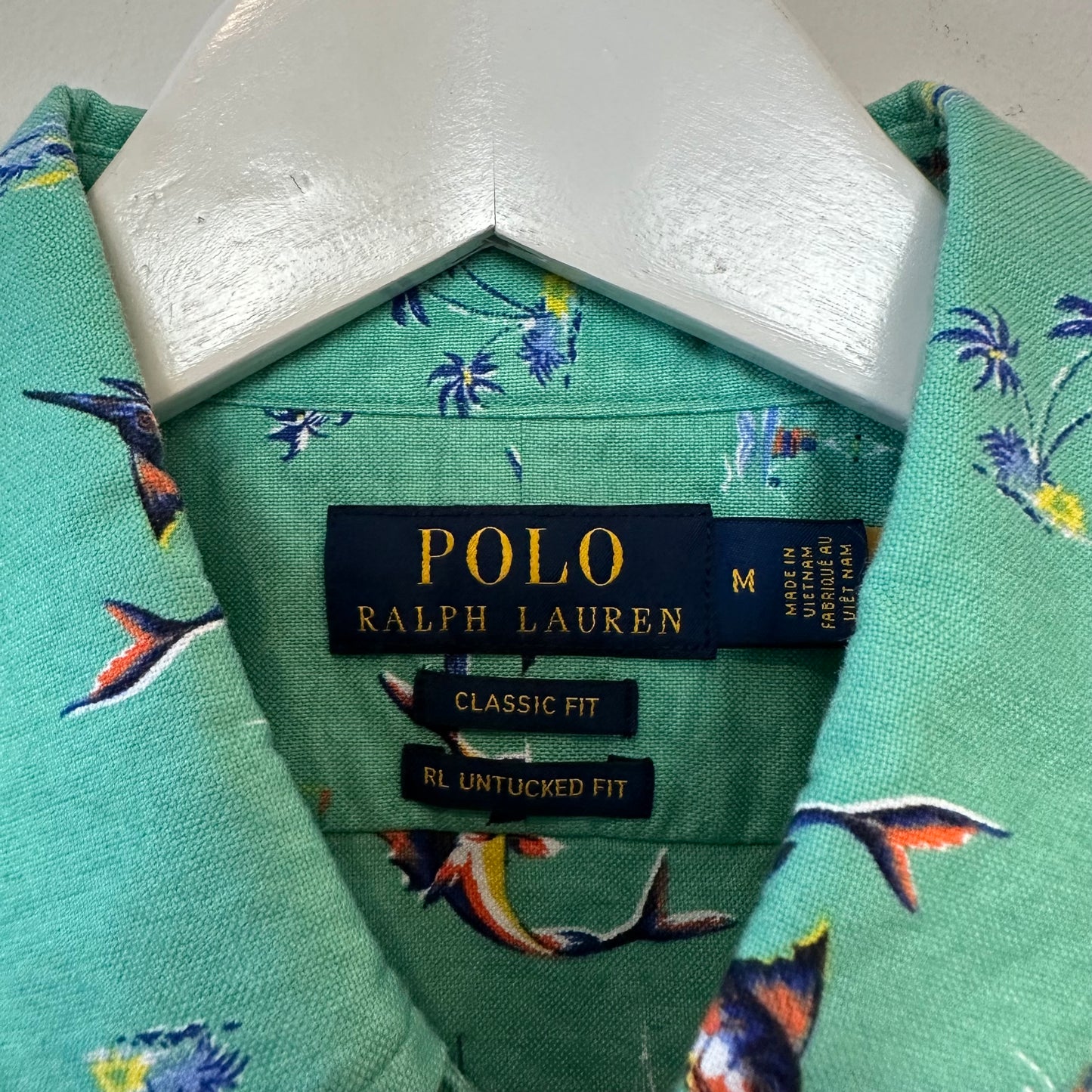 Polo Ralph Lauren Classic Fit RL Untucked Fit Tropical Oxford Shirt Short Sleeve Button Down Collared