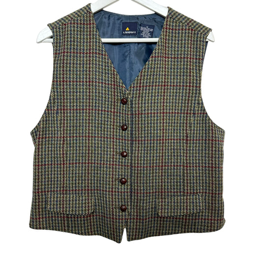 Vintage 80s Lizsport Liz Claiborne Wool Plaid Vest Suit 16