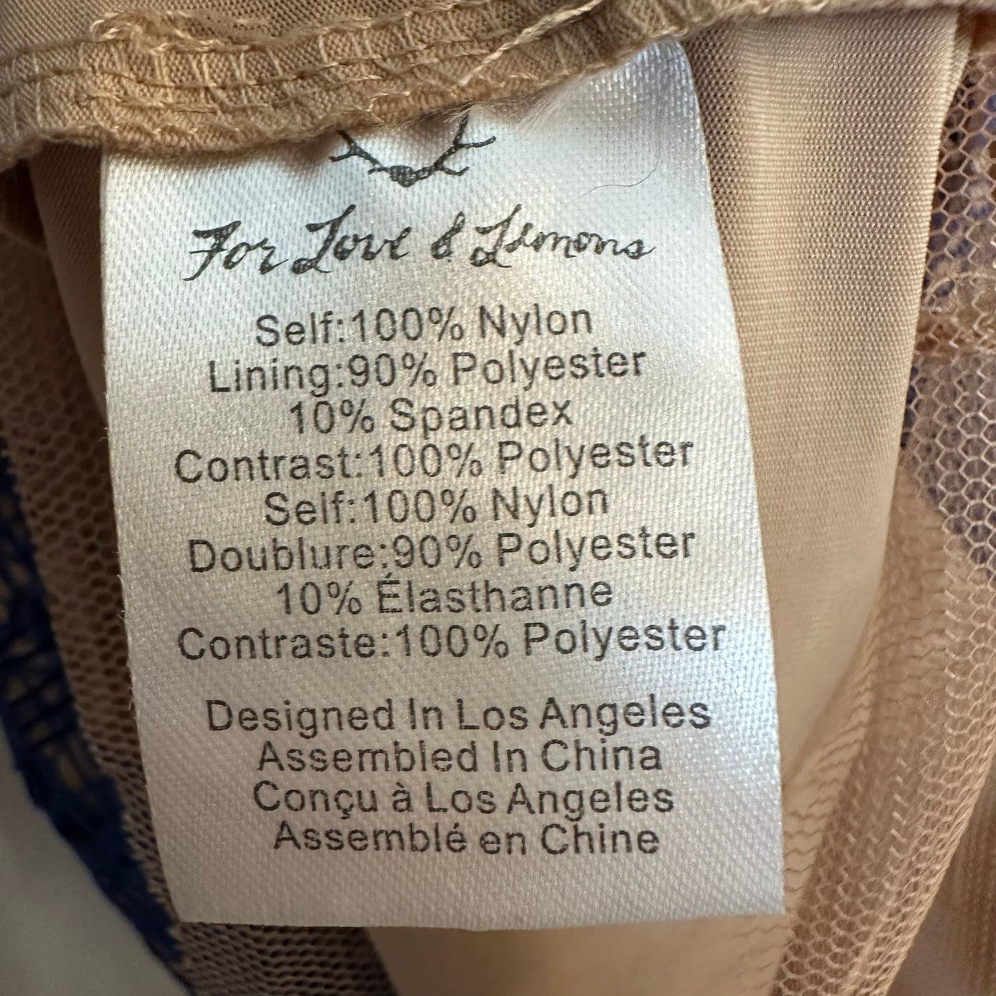 For Love and Lemons Antigua Mini Dress Blue Lace Sheer Mesh Long Sleeve Small