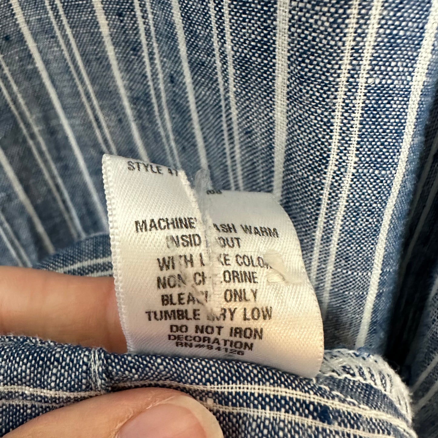 CP Shades Blue and White Striped Linen Midi Shirtdress Sleeveless Large