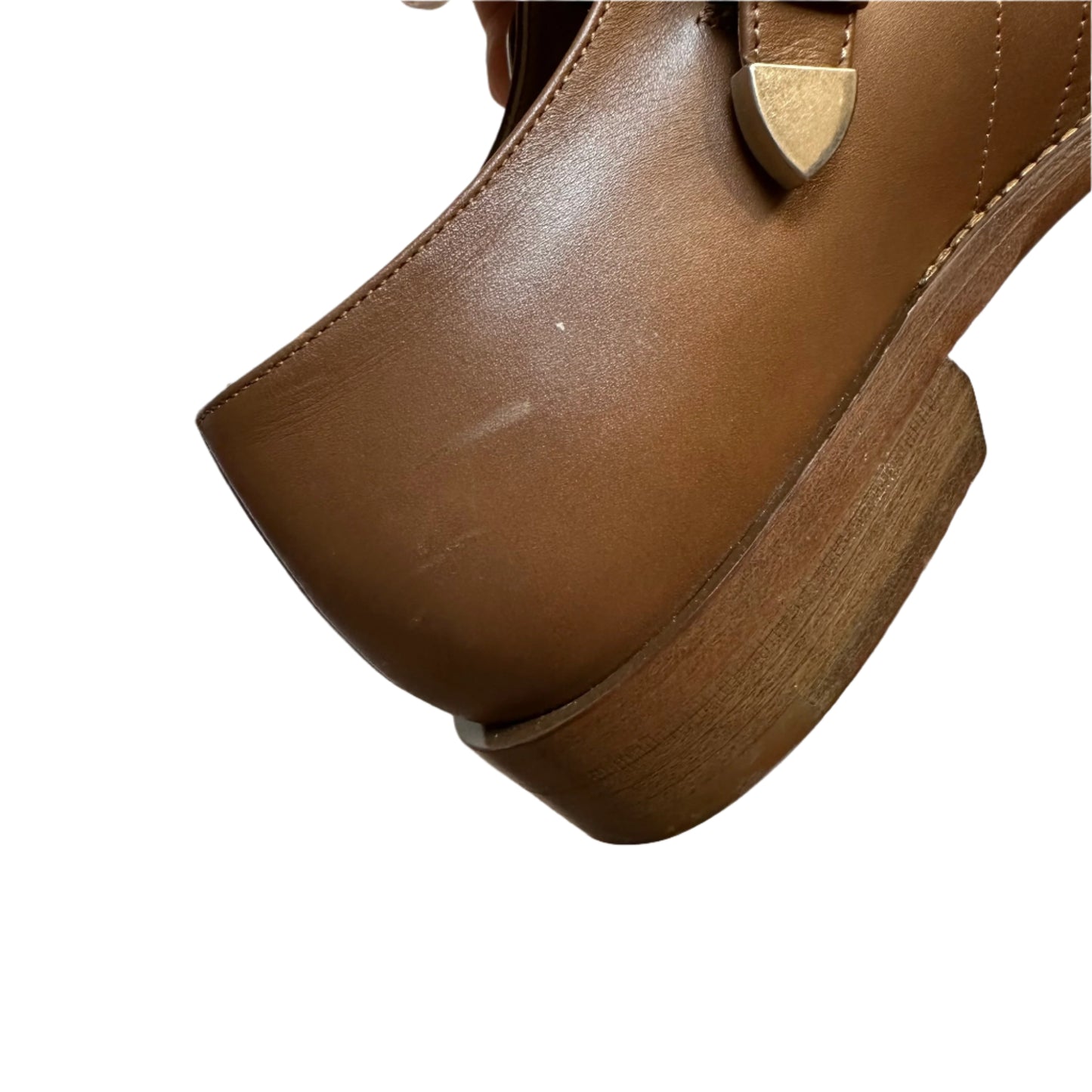 Michael Kors Collection Robbie Leather Monk Strap Oxford Shoes Brown Leather 38
