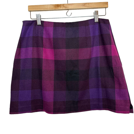 Y2K Vintage The Limited Plaid Mini Skirt Purple Pink Checkered Wool Blend 12