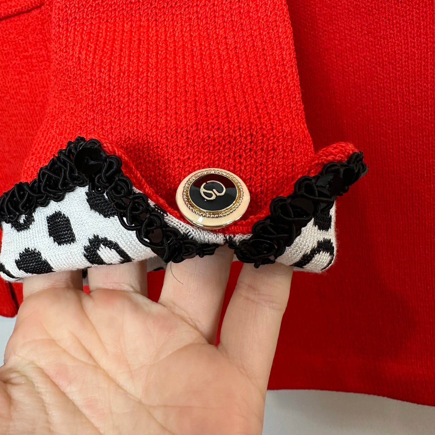 Vintage St. John Collection by Marie Gray Skirt Suit Blazer Red Orange Leopard