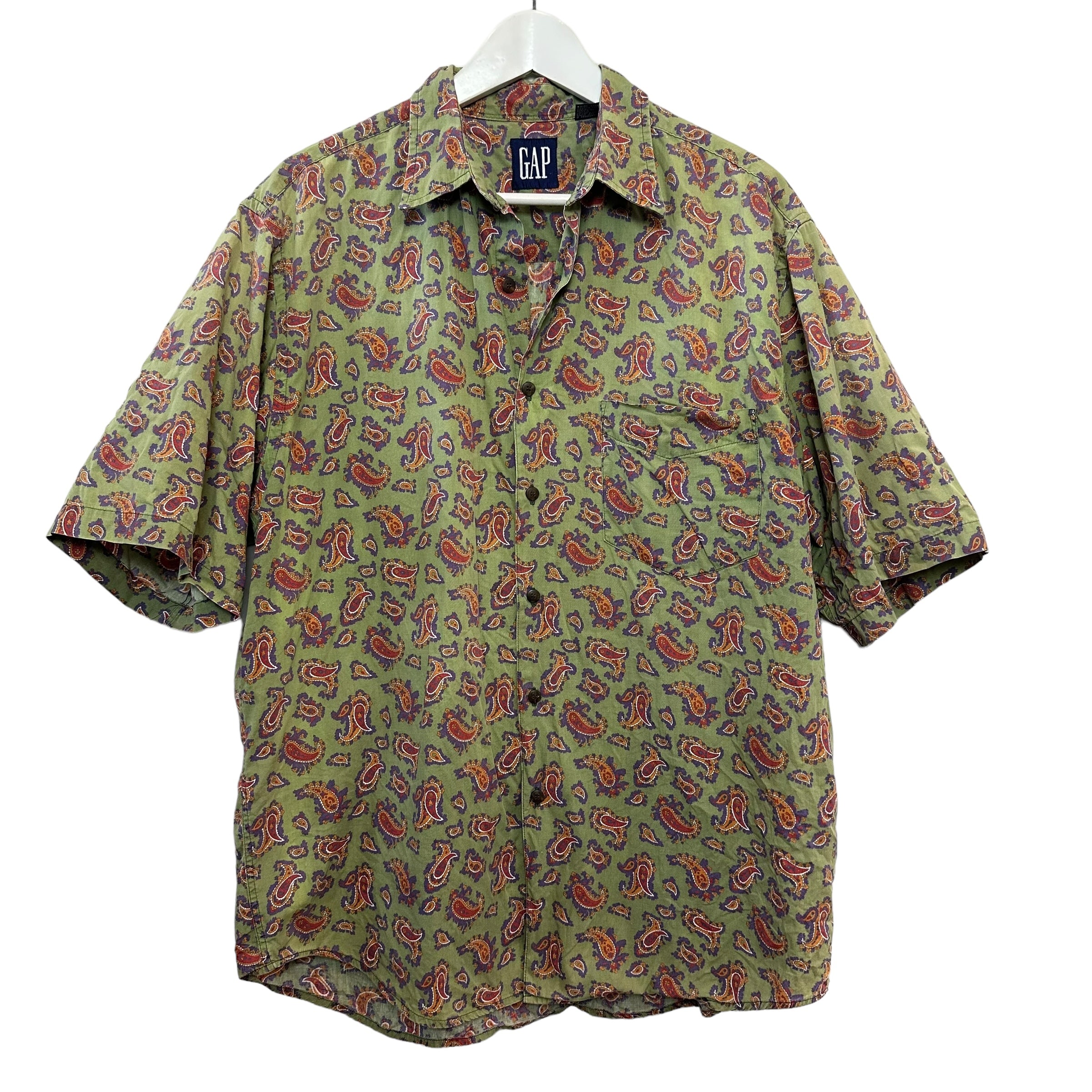 買い保障できる Vintage 90s Gap Paisley Short Sleeve Button Up Collared トップス