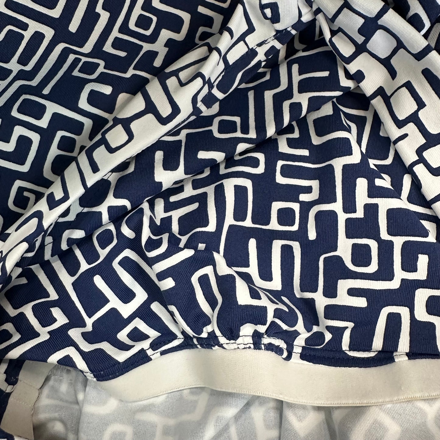 J. McLaughlin Ellin Halter Dress Catalina Cloth Blue White Geometric Print Small