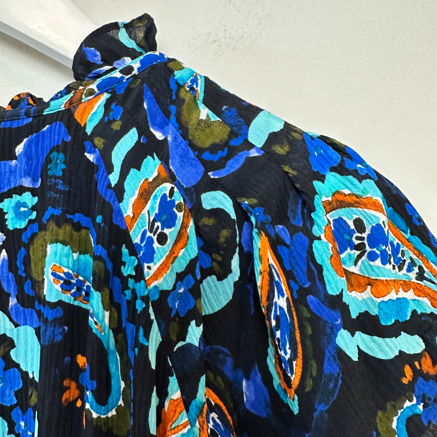 Marie Oliver Frida Dress Midnight Paisley Dress Blue Black Mini Short Sleeve Small