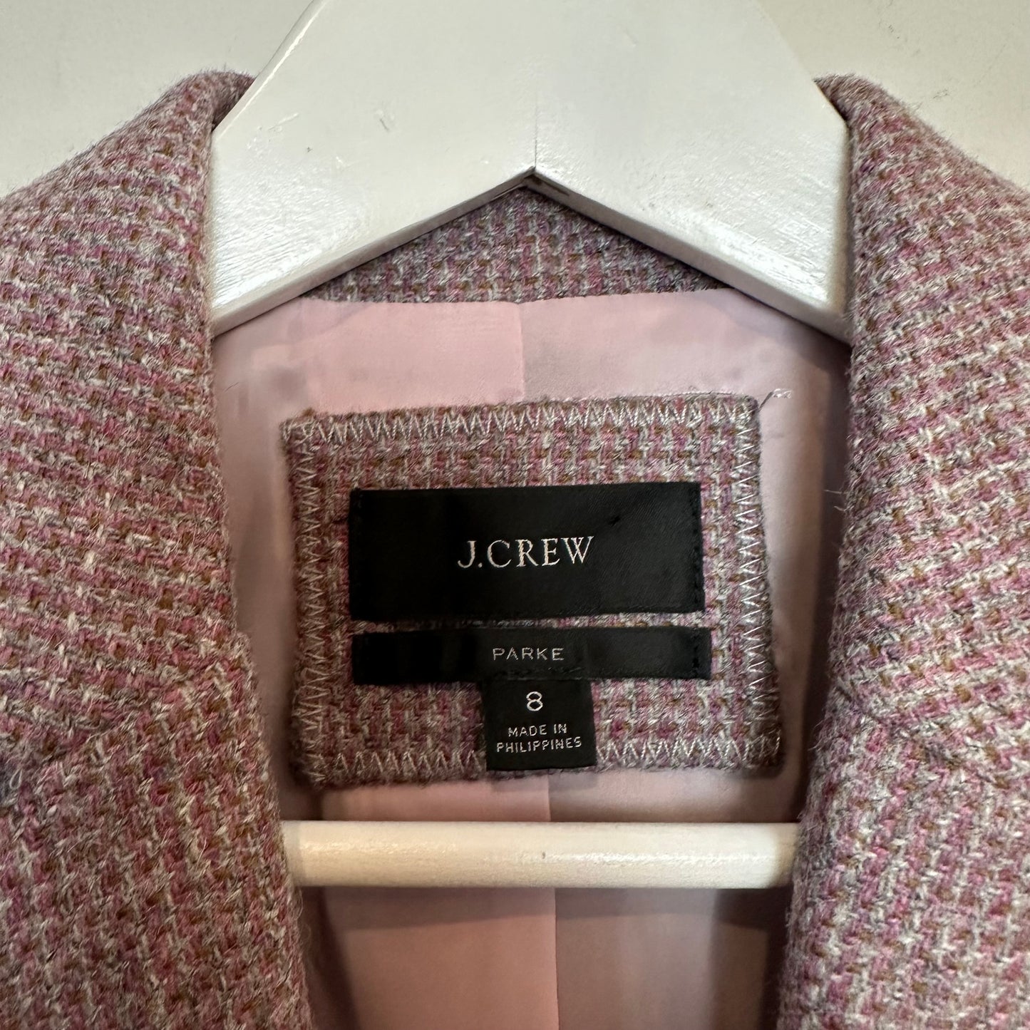 J. Crew Parke Wool Blazer Tweed Pink Mauve Moon Quality British Cloth 8