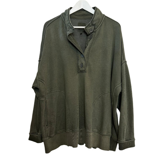 Aerie The Good Times Henley Sweatshirt Green Pockets Oversized XL