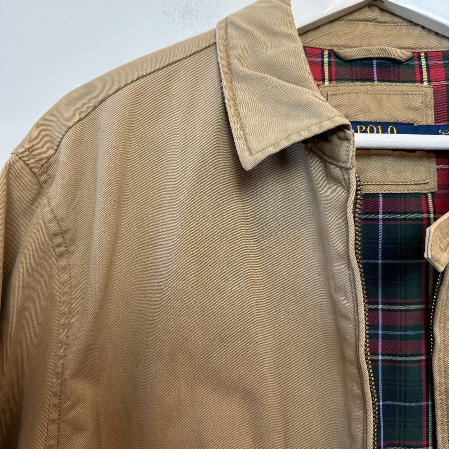 Polo Ralph Lauren Jacket Tan Cotton Collared Lightweight Windbreaker Large
