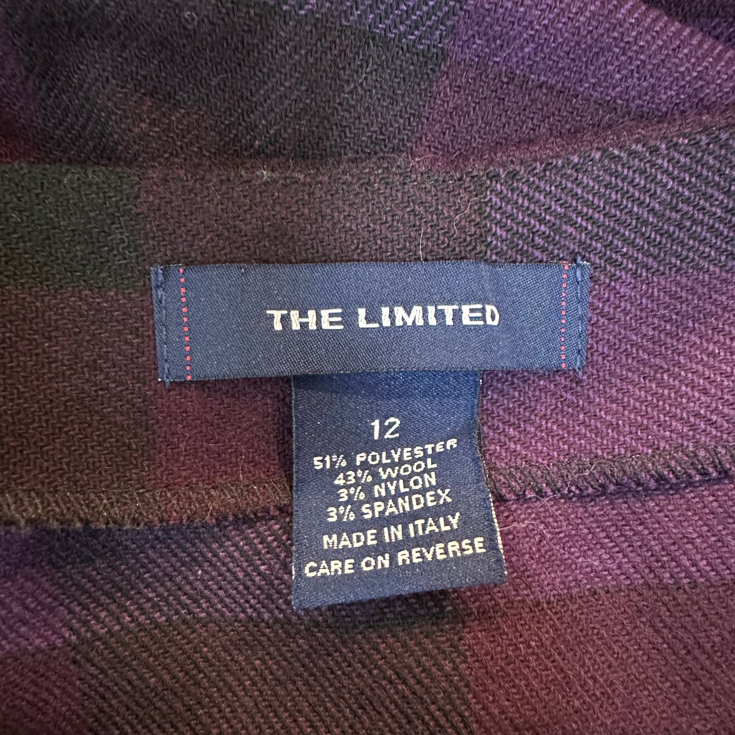 Y2K Vintage The Limited Plaid Mini Skirt Purple Pink Checkered Wool Blend 12