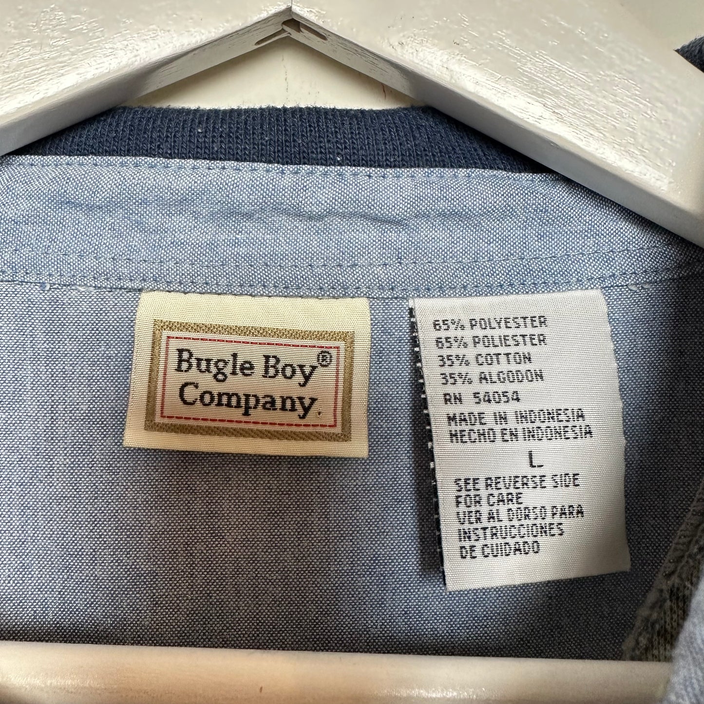 Vintage 90s Bugle Boy Company Polo Palm Tree Patterned Golf Green Blue Large